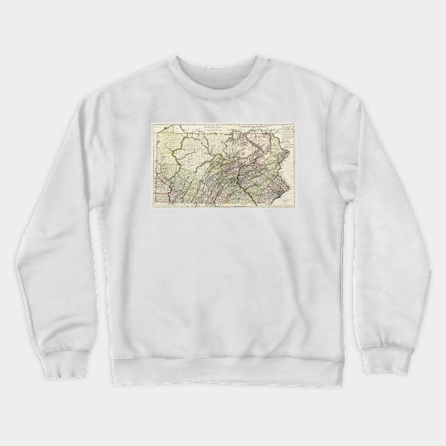 Vintage Map of Pennsylvania (1797) Crewneck Sweatshirt by Bravuramedia